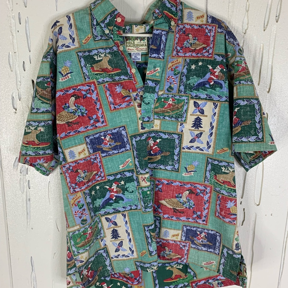 Reyn Spooner Vintage Christmas Hawaiian Shirt XL